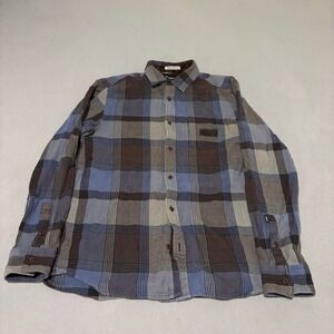 Altamont Mens Plaid Flannel Button Down Shirt Blue Brown Lined Medium Lumberjack